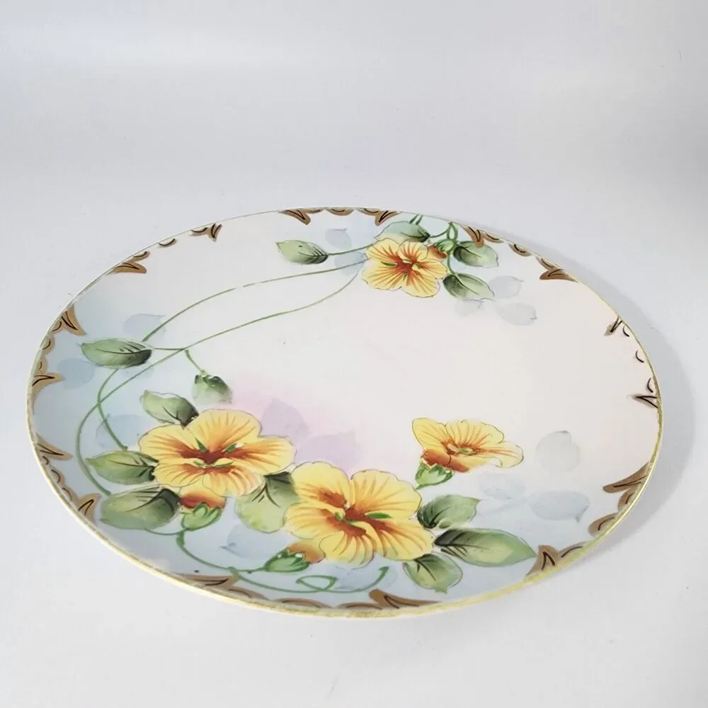 Vintage Hand Painted Nippon Yellow Floral Plate 9